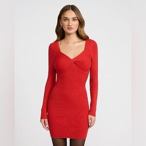 Elegant Red Knit Dress